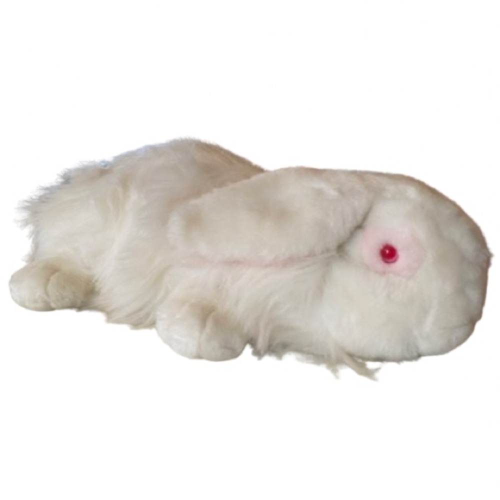 Vintage Plush Long Haired White Rabbit 18” Pink Red Eyes Spring Cuddly Easter